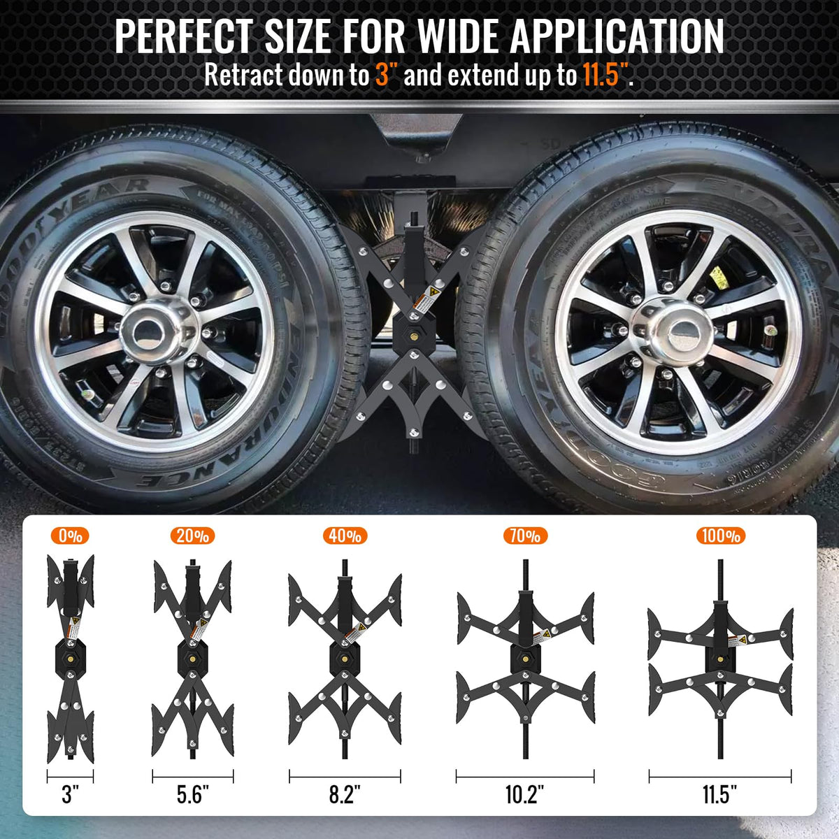 Sulythw stabilizer installed between dual wheels showing anti-rock benefit