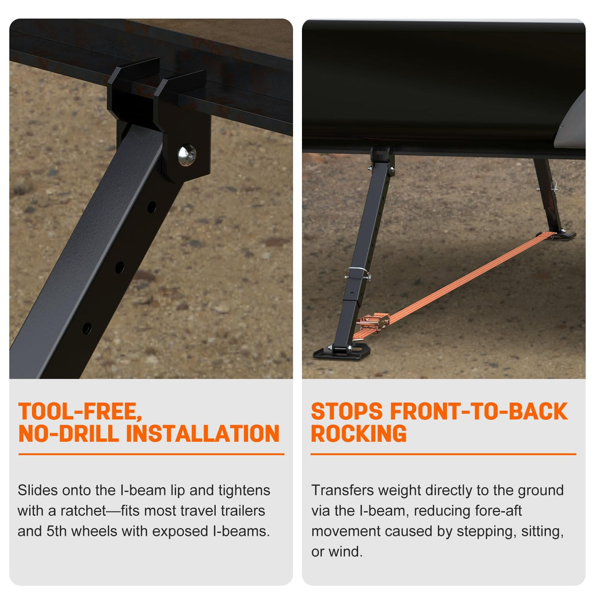 Sulythw adjustable leg detail showing telescoping height benefit for uneven ground