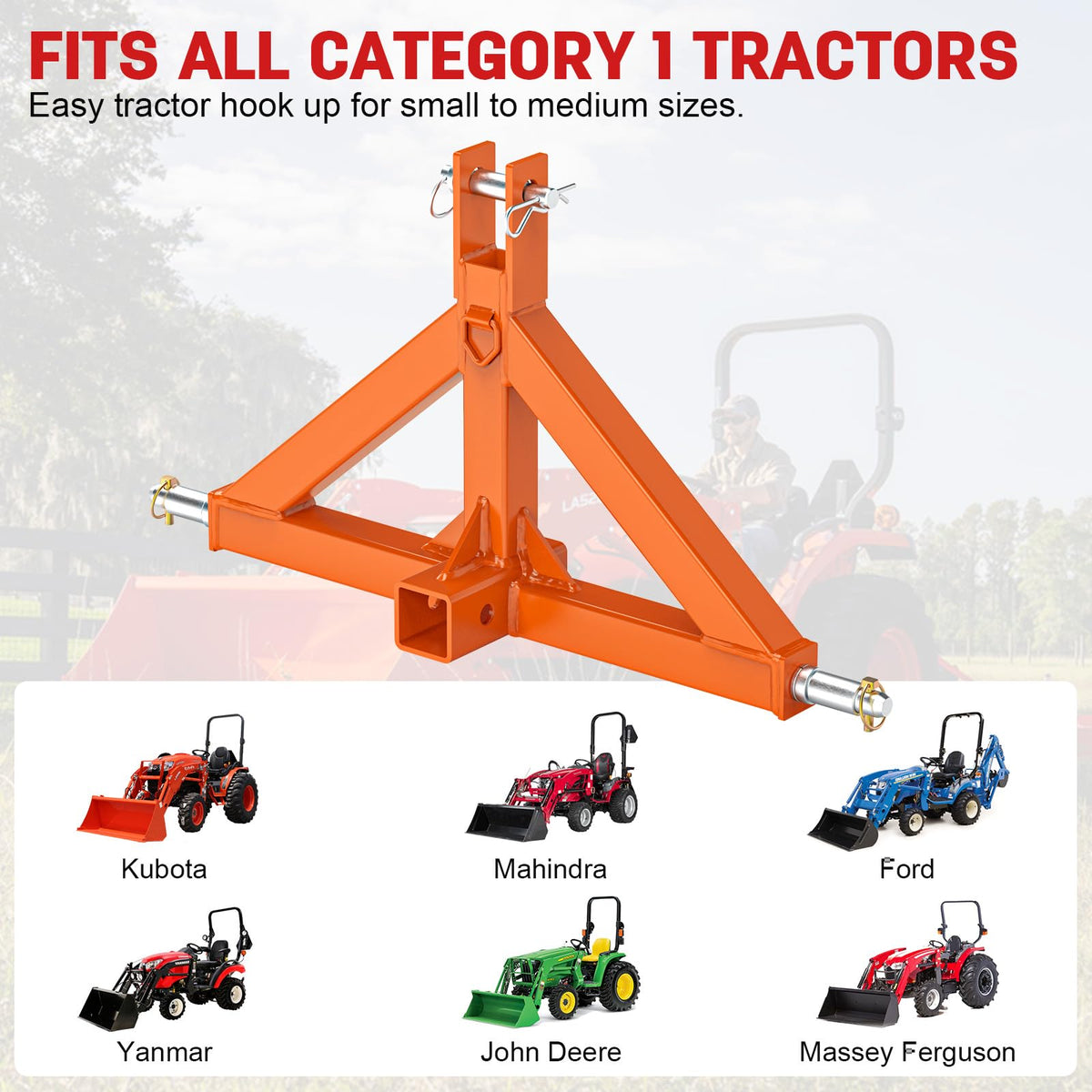 Sulythw hitch mounted on a compact tractor demonstrating quick hitch compatibility for jobs