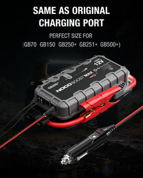 sumaxium plugged into vehicle socket demonstrating on-the-go charging convenience