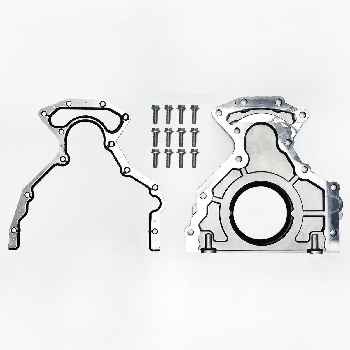 Sumyola rear main cover installed on LS engine demonstrating leak-preventing seal