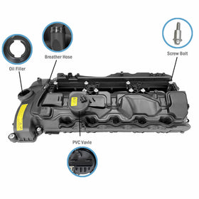 Sumyola valve cover installed on BMW N55 engine demonstrating correct fit
