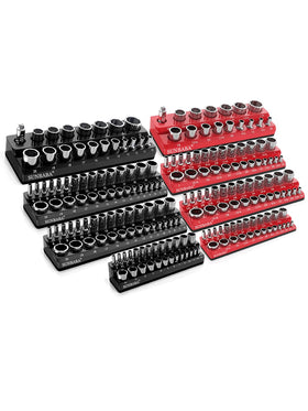 SUNBABA front view of 8-piece organizer showing tray layout and capacity benefit