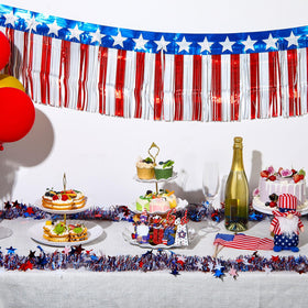 Suncalla-decorated golf cart in parade conveying festive red white blue impact