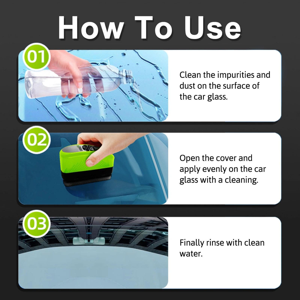 SUNDEER cleaned windshield after use, improved clarity and visibility benefit
