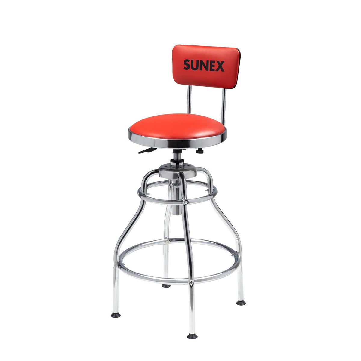 Sunex Tools front view of stool showing height and swivel for easy access
