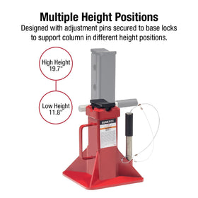 Sunex Tools height range shown with scale to illustrate adjustable support benefit