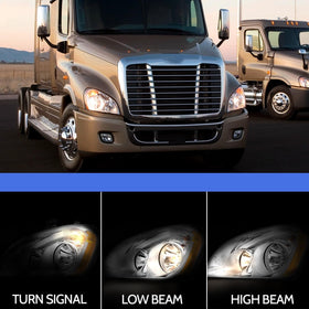 Sunhua headlight installed on Freightliner Cascadia, restores factory-fit appearance and beam