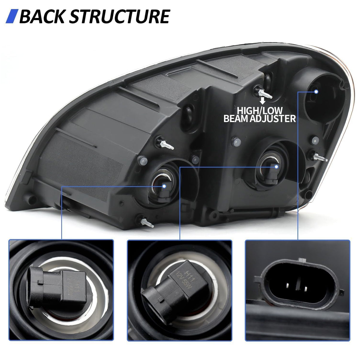 Sunhua side profile of black ABS housing, durable construction for road protection