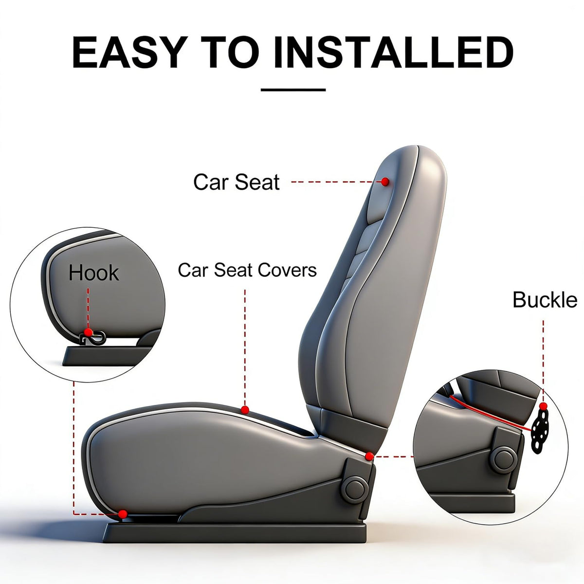 Suninbox size scale overlay comparing cover to standard car seat for fit guidance