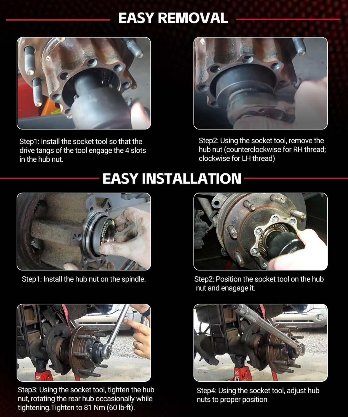 Sunluway wrench in use on a Ford hub speeding axle nut service