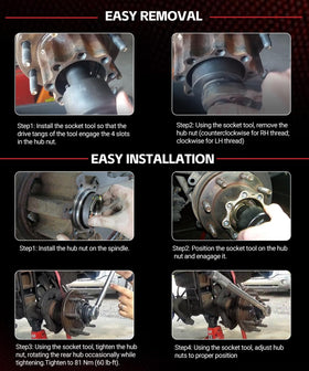 Sunluway wrench in use on a Ford hub speeding axle nut service