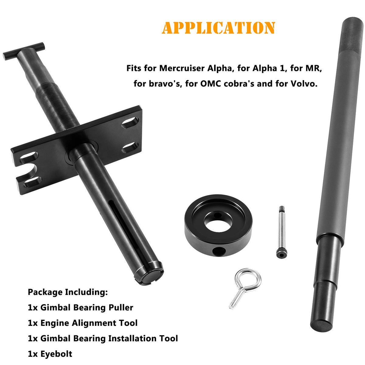 Sunluway gimbal bearing puller detail showing threaded shaft and wrench end for safe removal