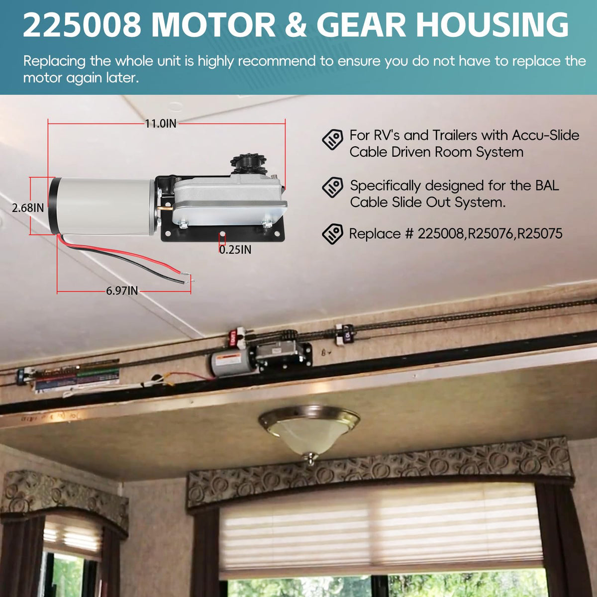 Sunluway installed in RV slide-out demonstrating reliable operation and restored movement