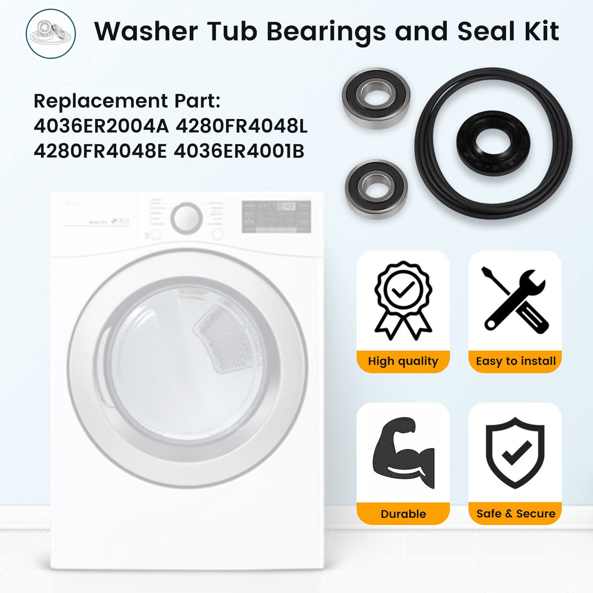 Sunluway large bearing closeup showing pre-greased seal for smooth quieter drum rotation