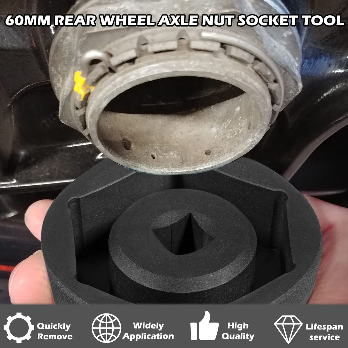 Sunluway socket on 1/2" drive ratchet demonstrating tool use