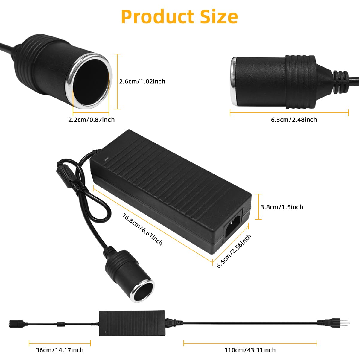 sunmeg long 7.28 ft cable stretched to show reach for garage or campsite convenience