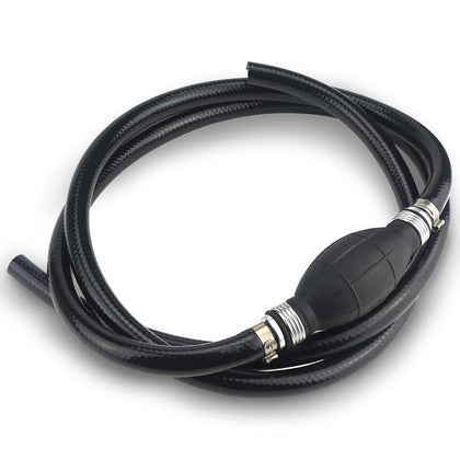 Sunnyglade front view of 6ft fuel line assembly showing bulb and clamps for reliable priming