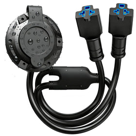 SunnyLith front panel with cover showing dual AC ports and mounting benefits