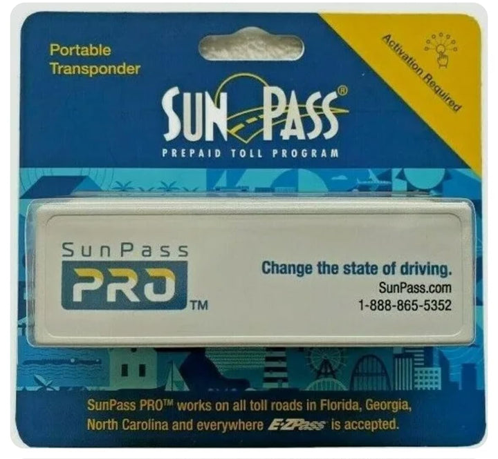 Sunpass Bluenin front view on windshield showing compact mount and quick toll access