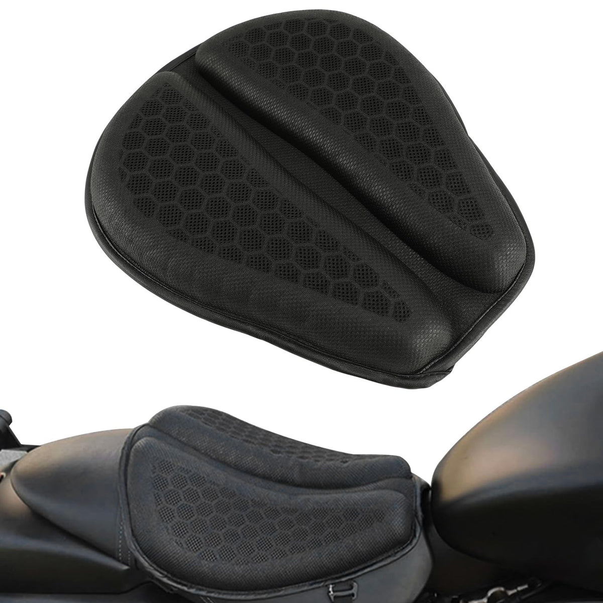 SUNPIE front view of gel seat pad showing full coverage and comfort