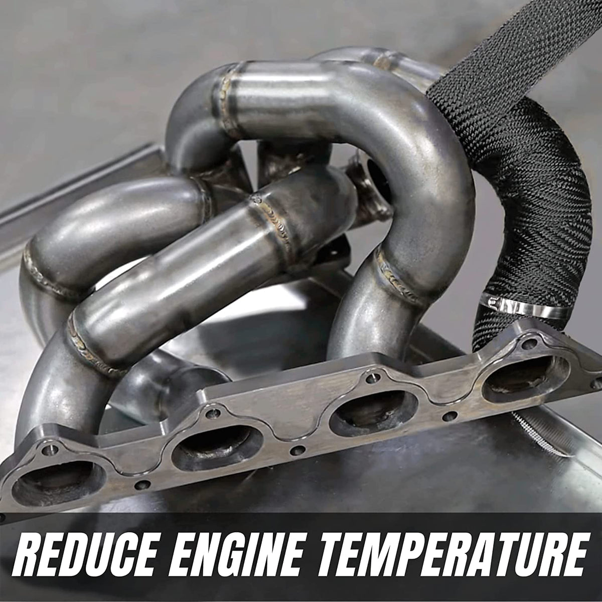 SunplusTrade wrapped motorcycle header demonstrating reduced surface heat and clean appearance