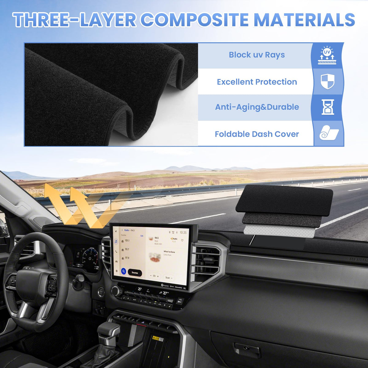 Sunsdrew nonslip mesh backing detail showing secure adhesion and anti-shift stability