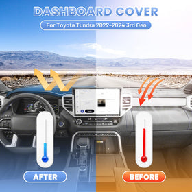 Sunsdrew dash cover installed in Tundra illustrating reduced windshield glare while driving