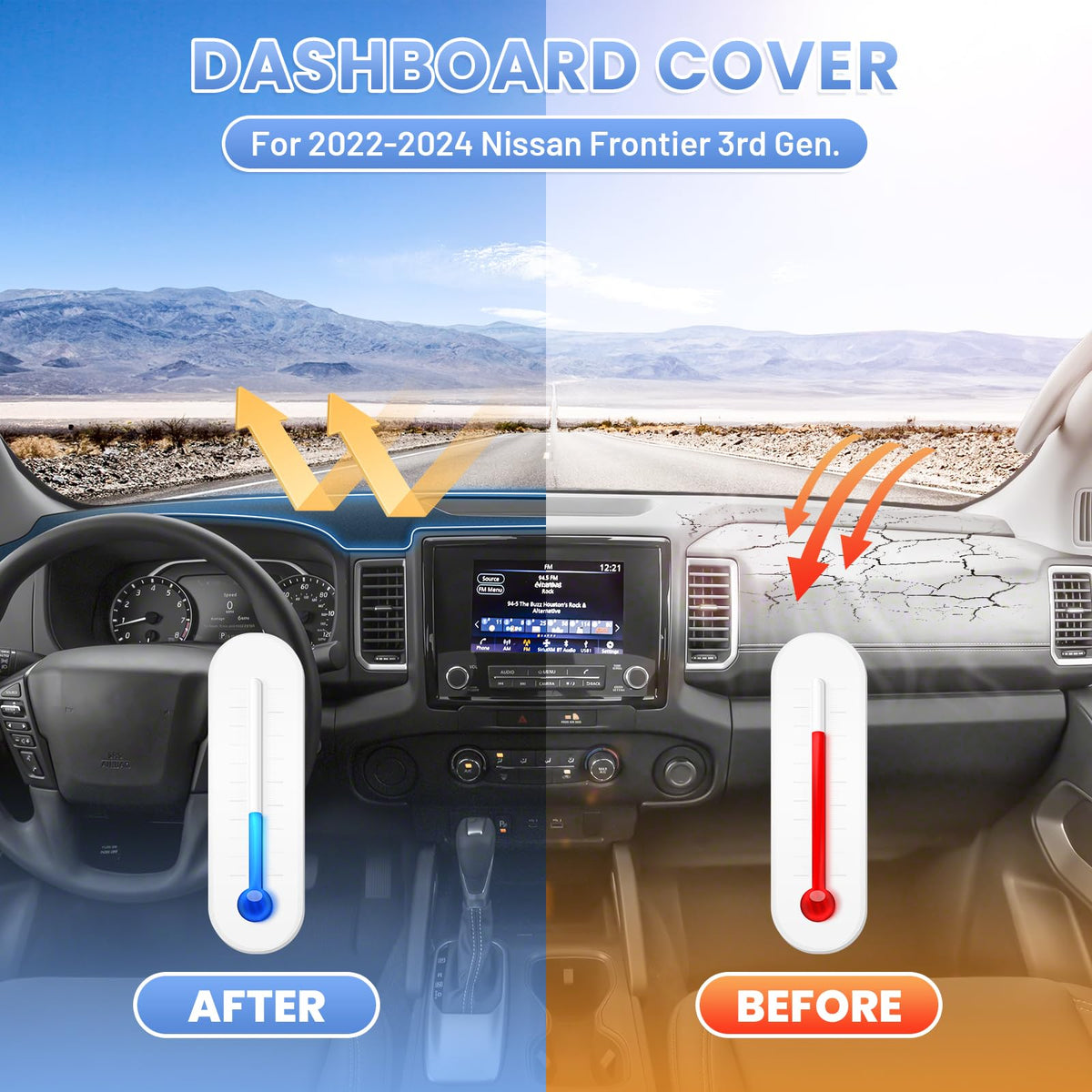Sunsdrew installed on Frontier driver view improving visibility and protection