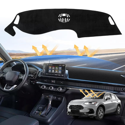 Sunsdrew front view of HR-V dashboard cover showing precise fit and style benefit