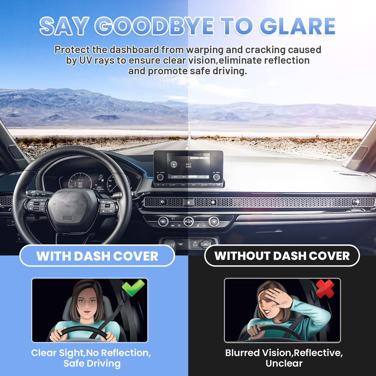 Sunsdrew installed from driver view improving visibility and reducing reflections