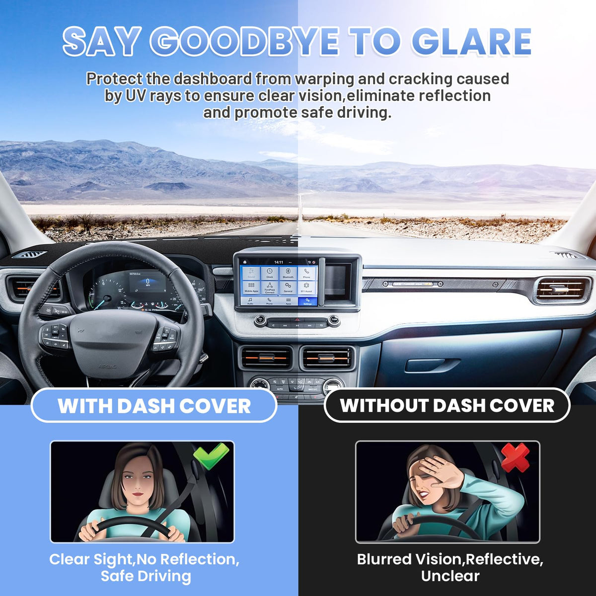 Sunsdrew installed driver view reducing windshield glare and improving visibility