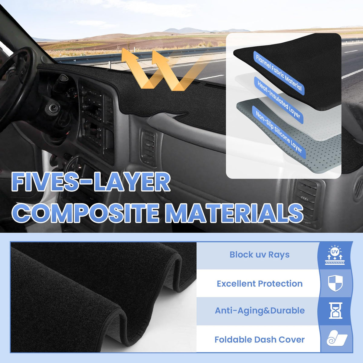 Sunsdrew installed in Silverado showing snug fit and improved windshield visibility