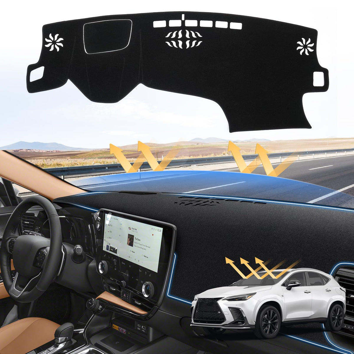 Sunsdrew front overview showing full dash cover protecting dashboard