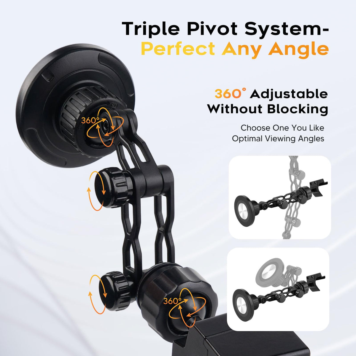 Sunsdrew side view highlighting triple-pivot adjustment for perfect angles
