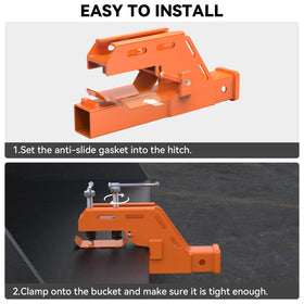 SUNSHINE FARMRE clamp installed on tractor bucket for quick hitch use