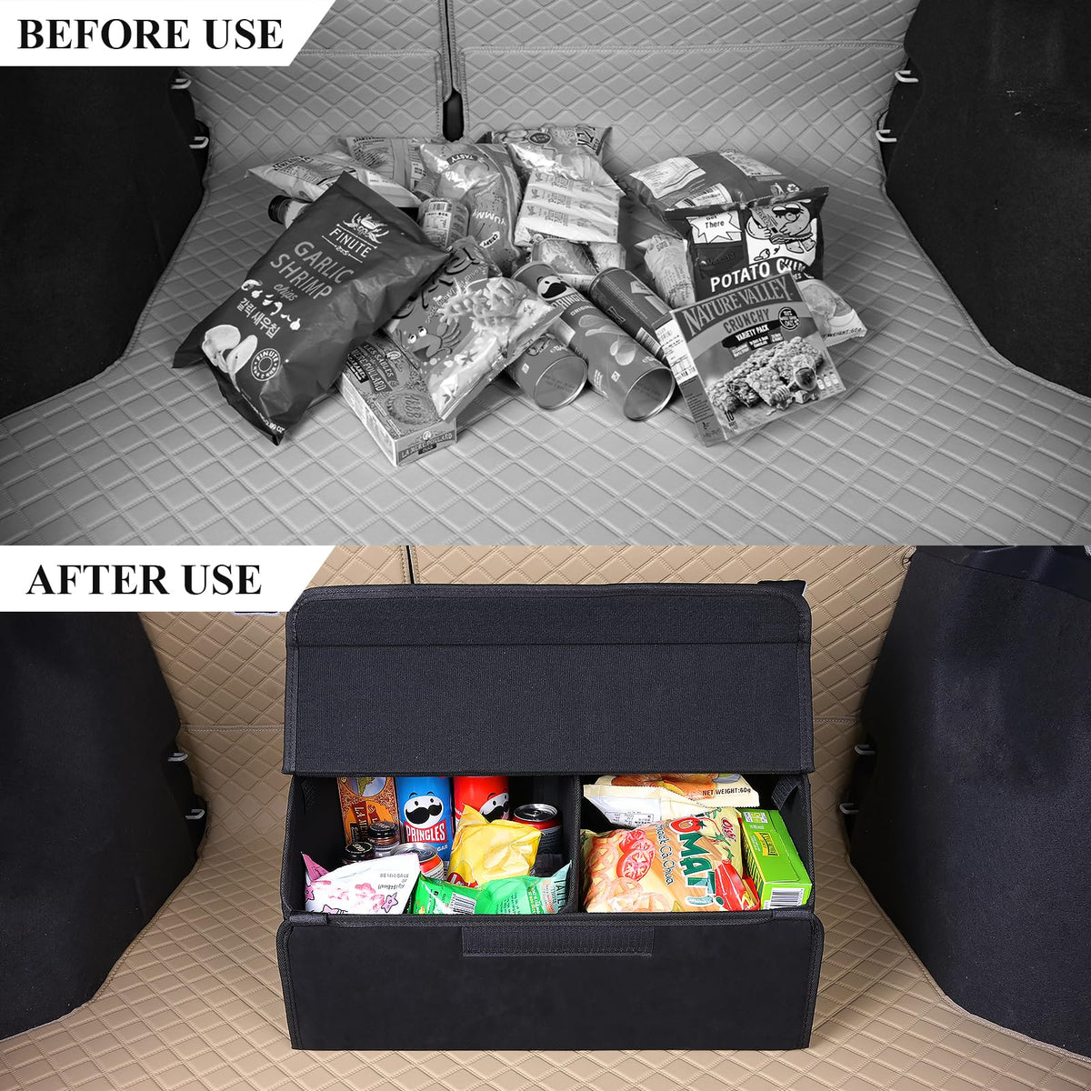 sunshine sky loaded with groceries in trunk keeps items stable during drive