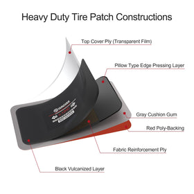 SUNSOUL patch backside with red polyester backing ready for vulcanizing cement