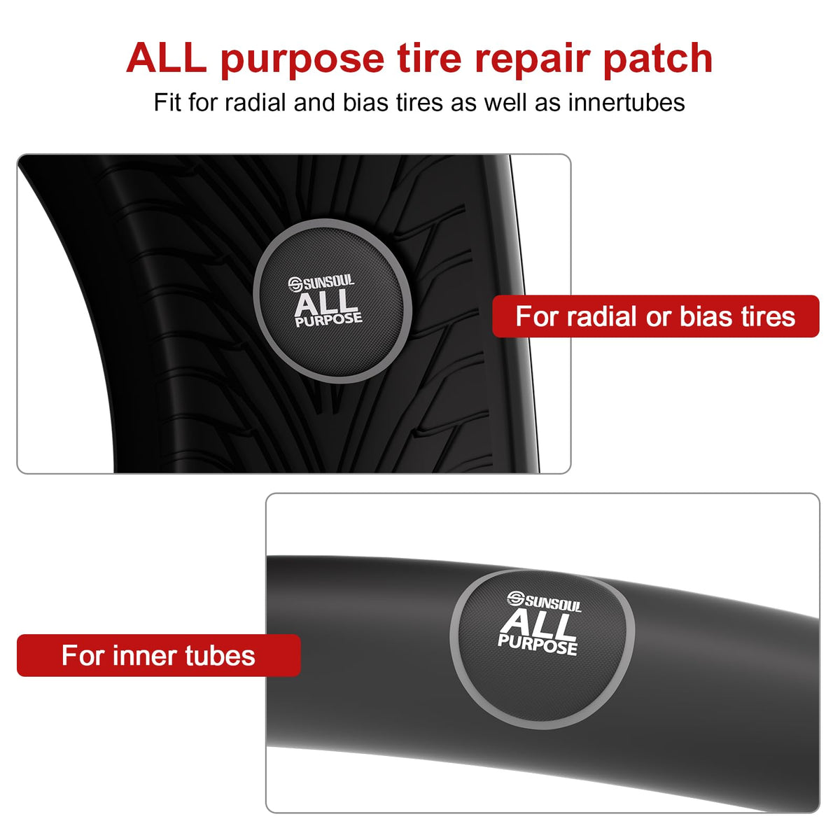 SUNSOUL patch with red polyester backing being peeled to reveal adhesive for bonding