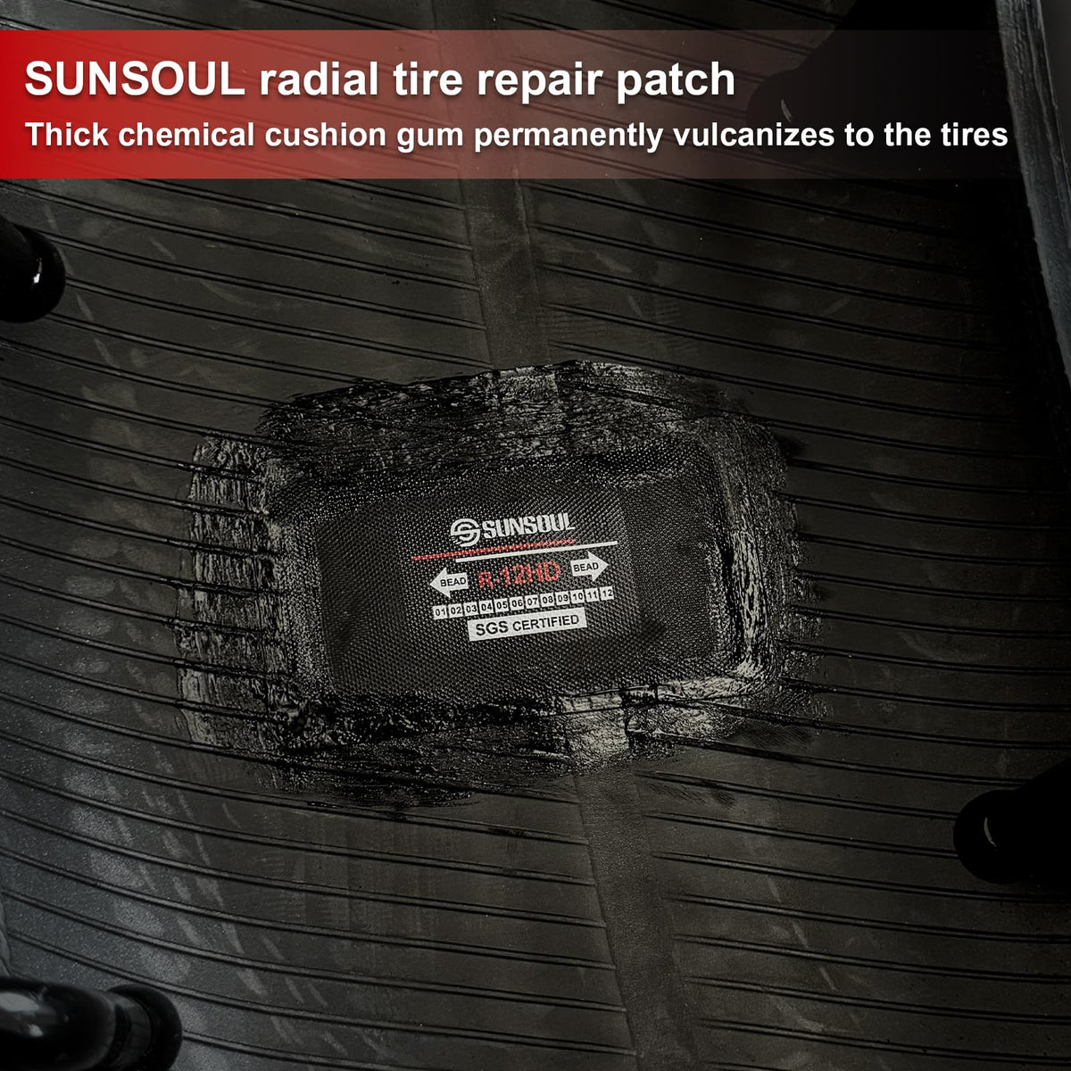 SUNSOUL patch next to ruler showing 4.73 by 2.75 inch size for correct fit