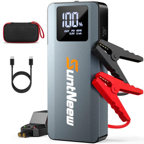 SuntNeew front view showing compact booster and easy storage benefit