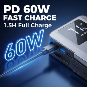 SuntNeew USB-C 60W port detail showing fast-charging benefit