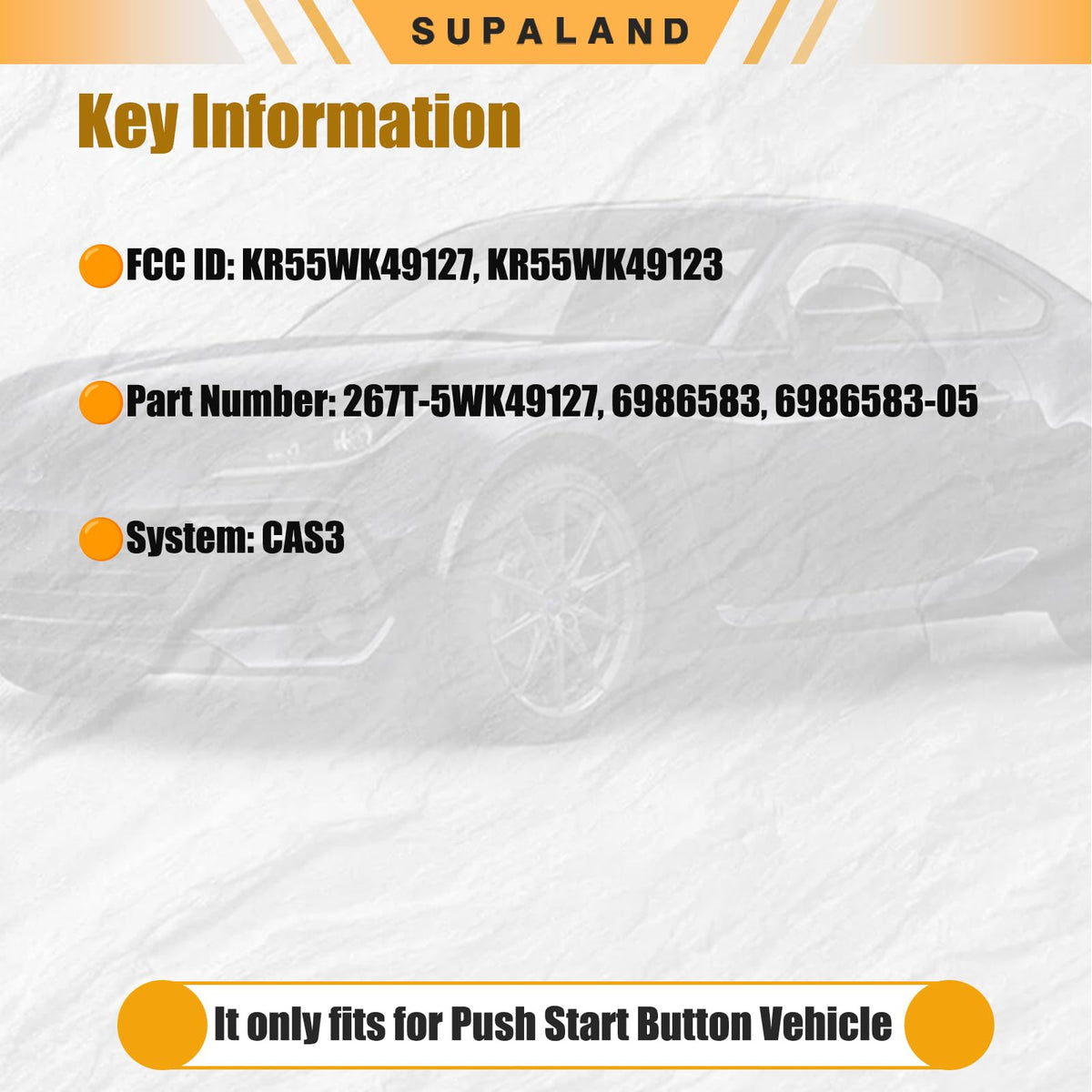 SUPALAND rear label with FCC ID and part number, reassuring compatibility verification