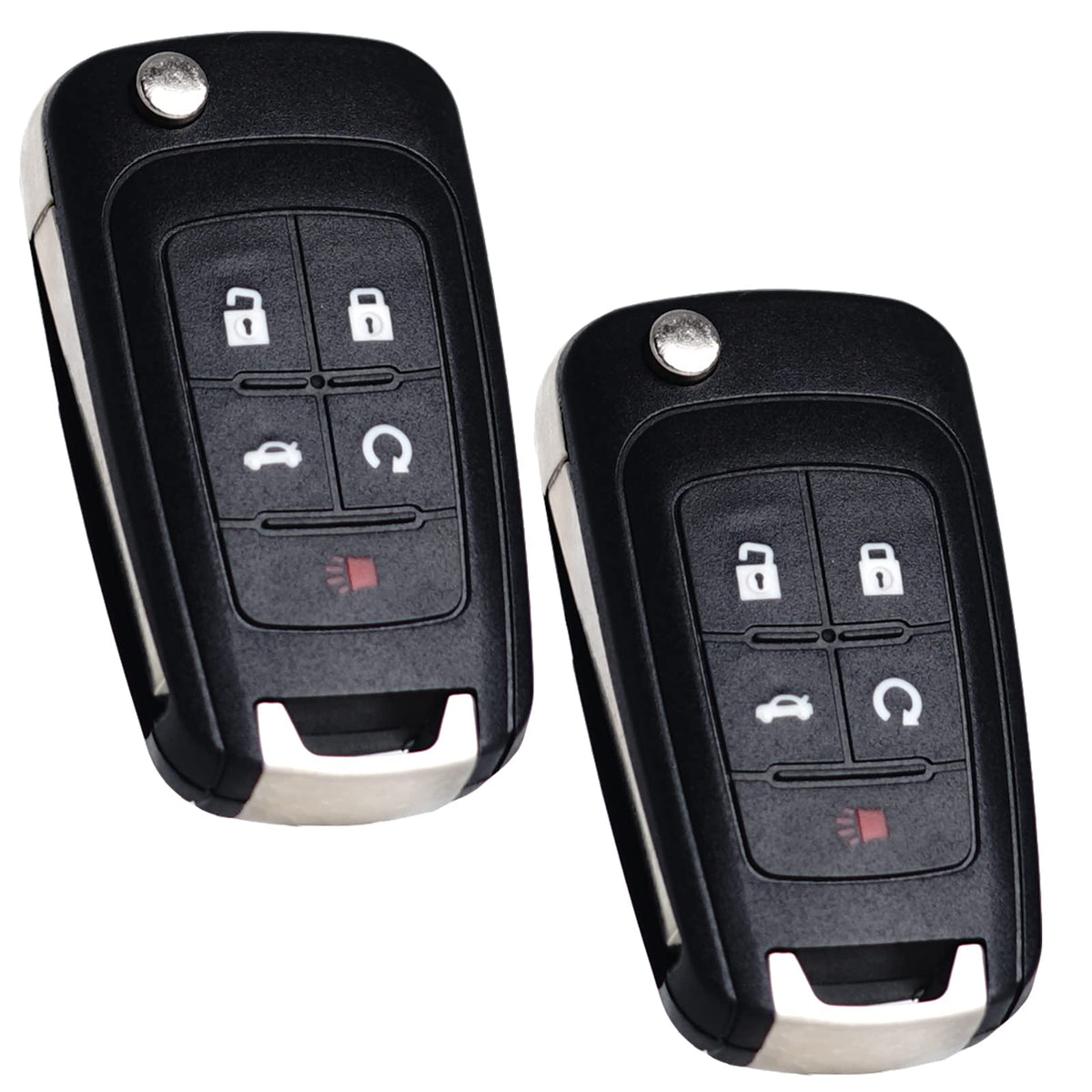 SUPALAND front view of two key fobs showing button layout and ready-to-program benefit