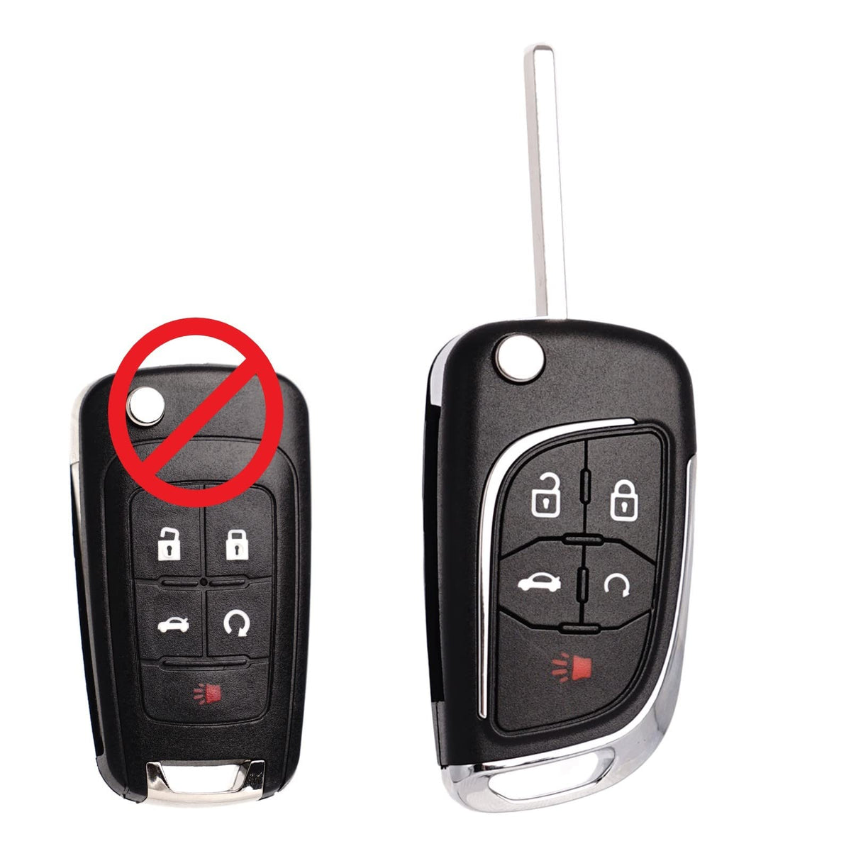 SUPALAND front view of key fob showing five buttons and factory-style look, quick replacement