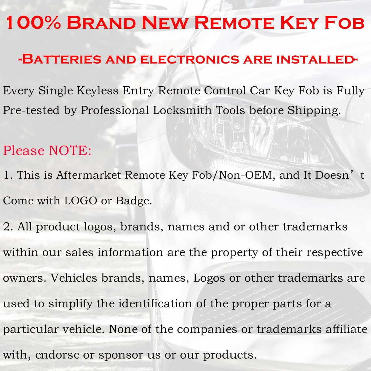 SUPALAND battery installed inside fob showing pre-installed power for instant testing