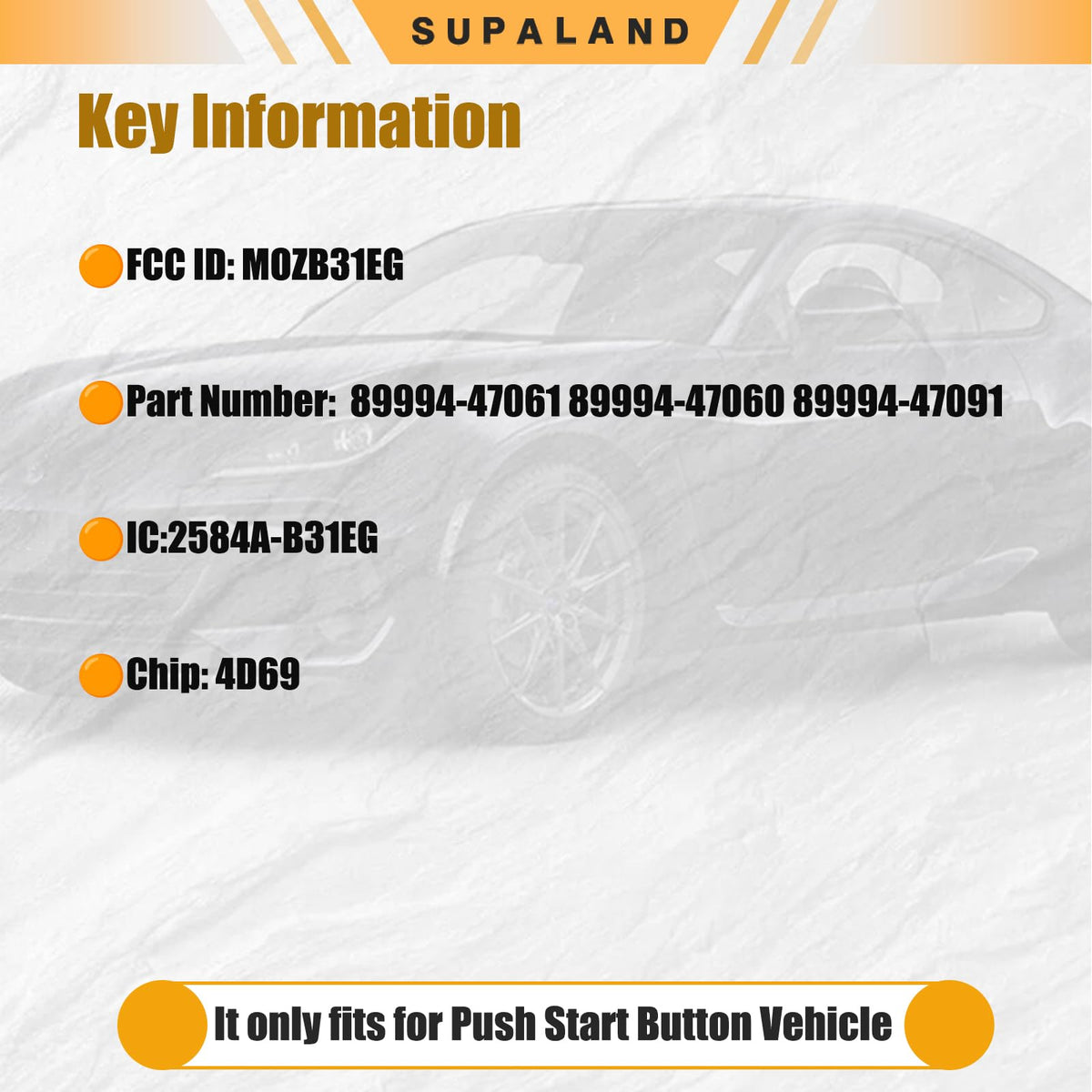 SUPALAND back of key fob with plain surface indicating correct silver-logo style match