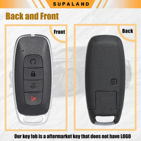 SUPALAND packaging layout showing included fob, blank key, and tested electronics