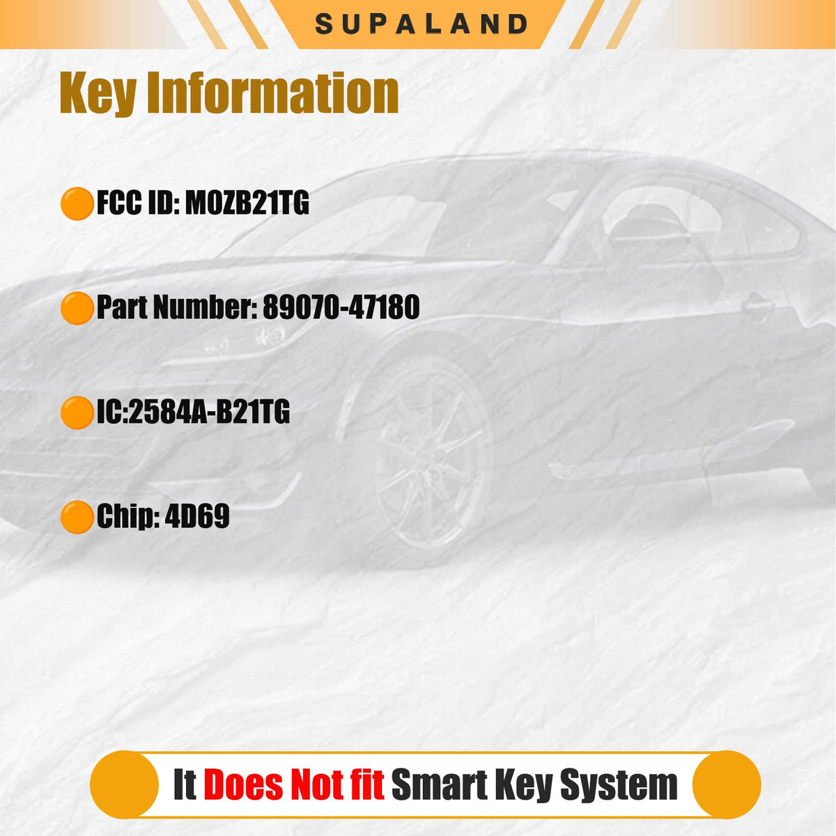 SUPALAND Prius remote back label with FCC ID and part number for verification benefit