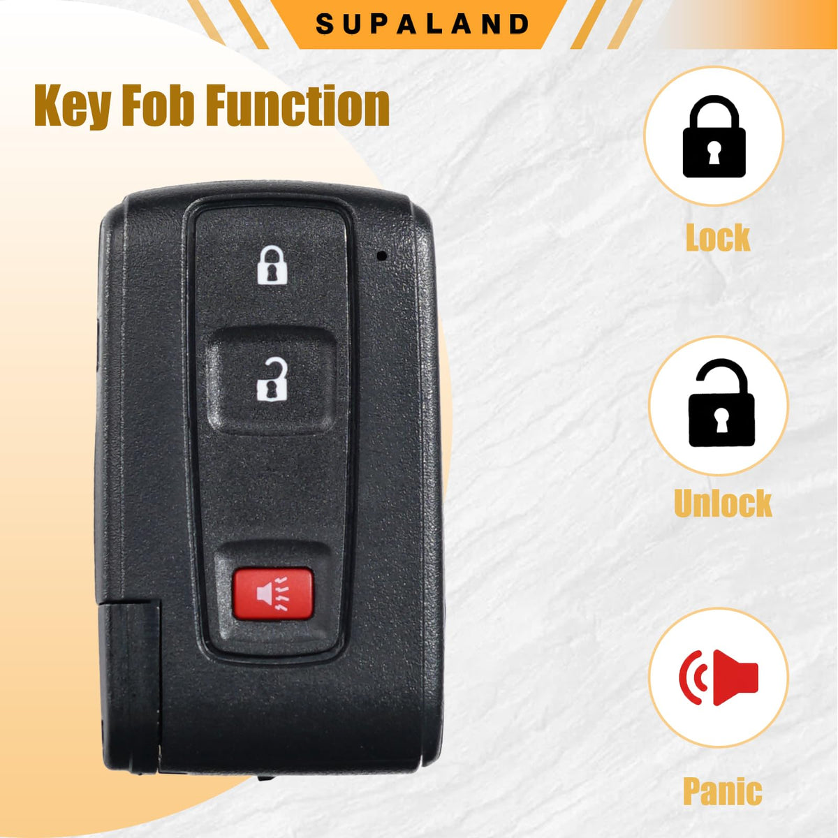 SUPALAND Prius remote attached to keychain showing portability and convenience benefit